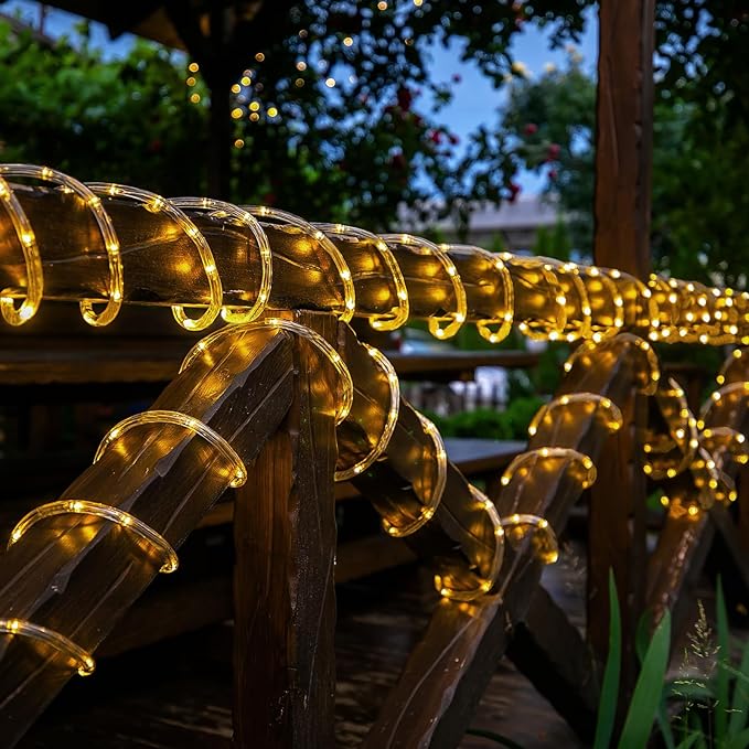 Solar Rope Lights, 2 Pack Total 66ft 200LED Solar String Lights, 8 Modes - Image 3