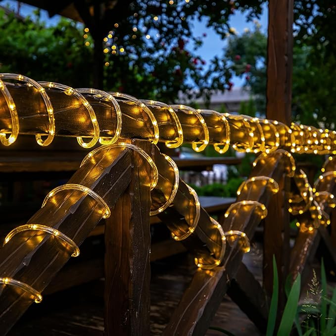 Solar Rope Lights, 33ft 100LED Solar String Lights, 8 Modes Waterproof Solar - Image 3