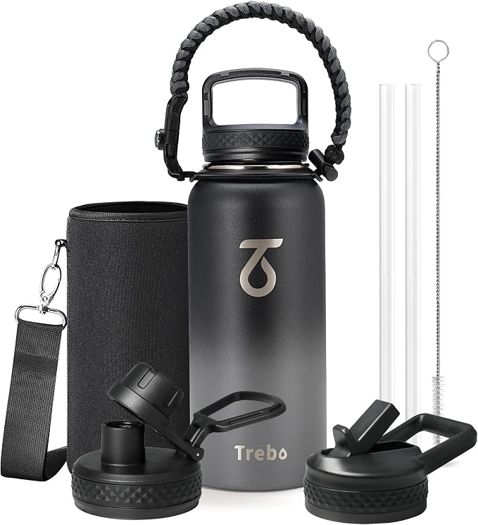 Trebo 32 oz Water Bottle Insulated by StayHotStayColdStayGreen
