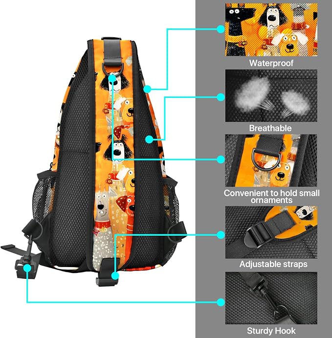 FyLybois Dog Sling Bag for Women Lightweight Crossbody Backpack Casual Daypack - Image 4