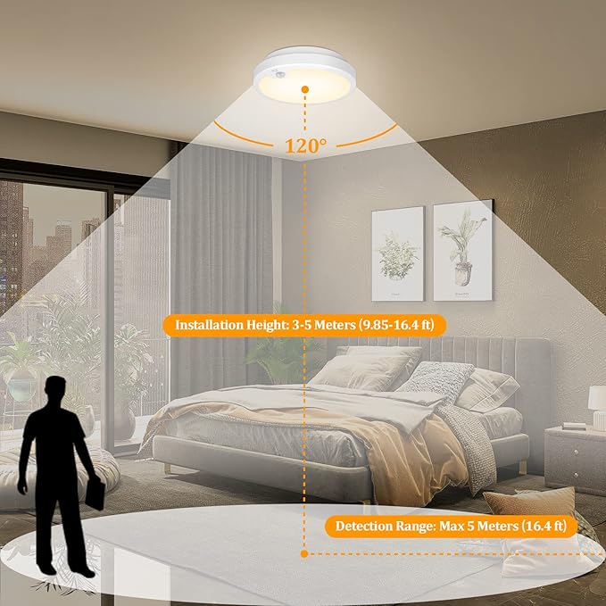 2-Pack Battery Operated Motion Sensor LED Ceiling Lights Indoor, Wireless Flush - Image 3