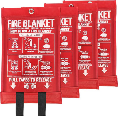 Emergency Fire Blanket 4 Pack 40"x40", Essential Fire Safety Blanket by Unknown