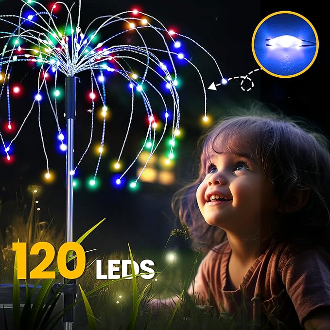GIGALUMI Garden Decor Outdoor Lights 120LED 2Pack, Solar Garden Lights Outside - Image 3