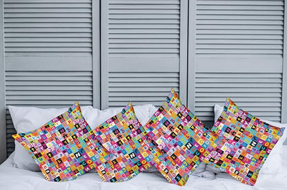 Ambesonne Abstract Throw Pillow Cushion Case Pack of 4, Colored Alphabet - Image 2