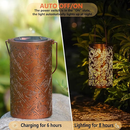 Solar Cardinal Lanterns Outdoor Hanging Decor Lantern, Waterproof Hollow Out - Image 5