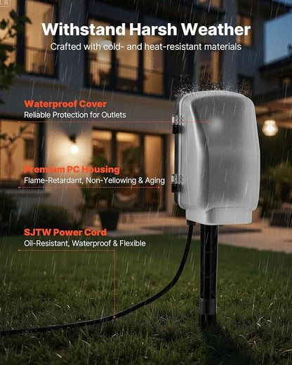 VEVOR Outdoor Power Stake Timer, 50FT Extension Cord, Remote Control Outdoor - Image 6