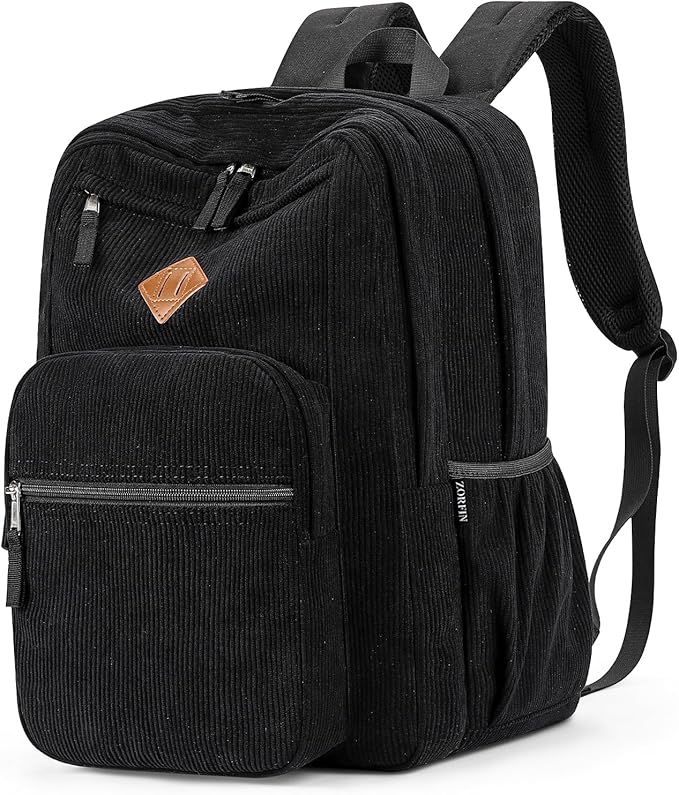 ZORFIN 26L Backpack for College, and Travel: Corduroy Bookbag by ZORFIN-SimpleYetChic