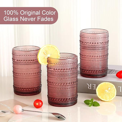 ZMOWIPDL Vintage Glassware Drinking Glasses Set of 6, 15 oz Hobnail Glass Cups - Image 3