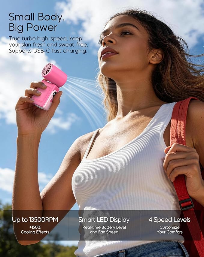 Portable Clip-On Mini Fan, Hands-Free, Turbo Personal Handheld Fans - Image 5