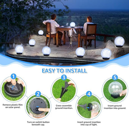 ASOMST 2-Pack Garden Solar Lights Outdoor, Cracked Glass Ball Light Waterproof - Image 7