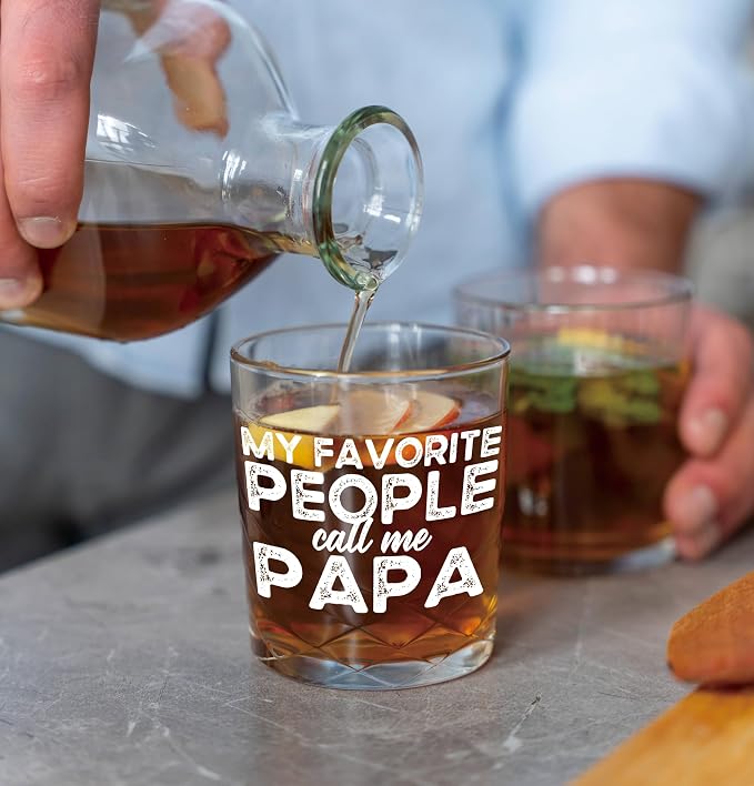 Nogrit My Favorite People Call Me Papa Whiskey Glasses 10 oz, Papa Dad Gifts - Image 4