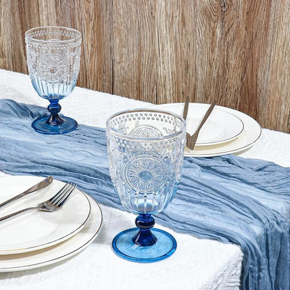 XUWAIDSGN 12Pcs Plastic Vintage Wine Glasses 13.5oz Reusable Embossed Goblet - Image 5