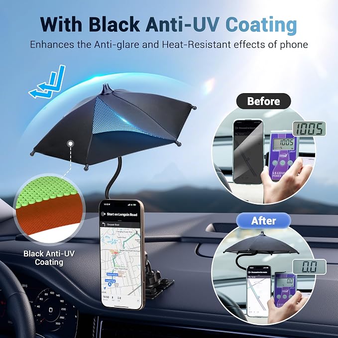 Double Magnetic Phone Umbrella, UPF45+ Magnetic Phone Sunshade Shield - Image 4