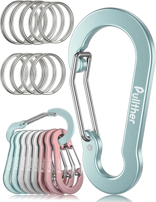 9PCS Carabiner Keychain Clip, 2.7" Large Aluminum Carabiner Clips by pulltherfishing