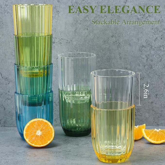 Acrylic Clear Highball Plastic Cups | Plastic Reusable Tumblers 15oz & 20oz | - Image 3