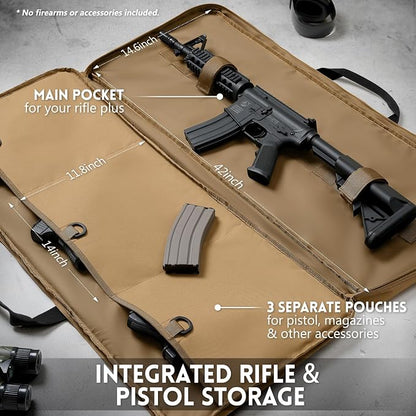Single Rifle Case Bag, Tactical Padded Soft Gun Case w/MOLLE System, Wide - Image 4