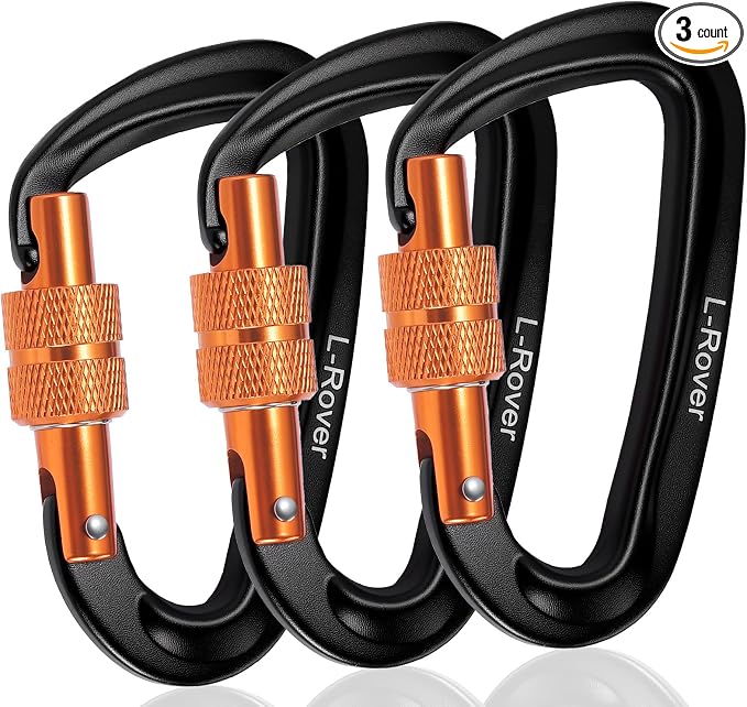 3 Heavy Duty Carabiner Clips 12kN-Lightweight Locking Carabiners by Ultra+Sturdy+Carabiner