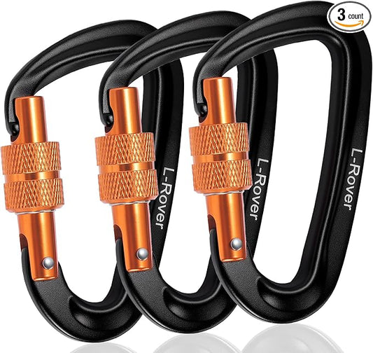 3 Heavy Duty Carabiner Clips 12kN-Lightweight Locking Carabiners by Ultra+Sturdy+Carabiner