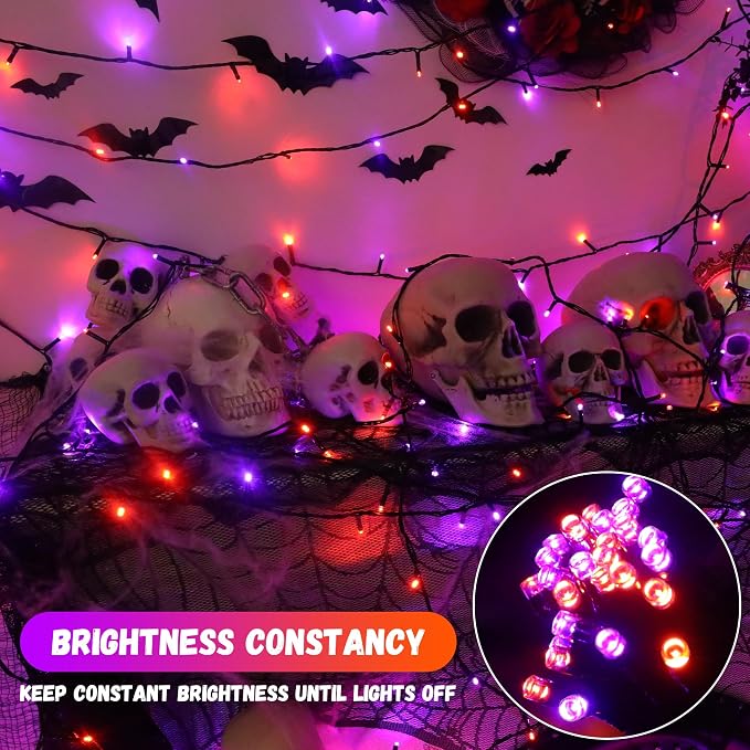 100LED Halloween String Lights 33 Ft Orange Purple Twinkle Light - Image 3