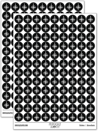 Compass Rose Nautical Star Navigation Map 200+ Round Stickers by Sniggle+Sloth