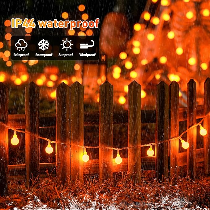 JMEXSUSS Orange String Lights Indoor, Connectable 100 LED Globe String Lights - Image 4