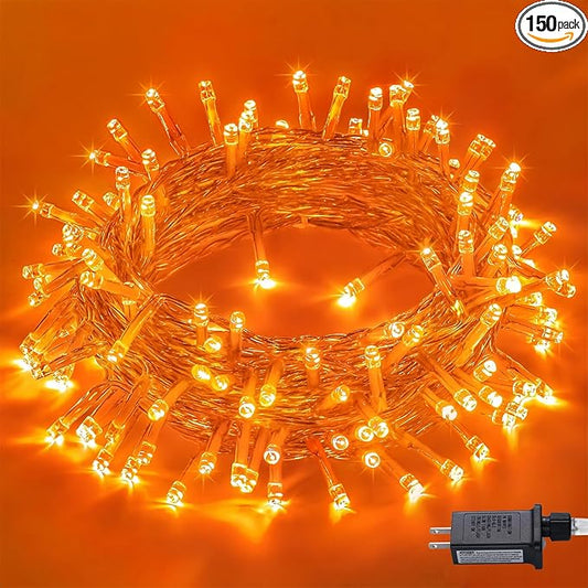 JMEXSUSS 150 LED Orange Halloween Lights Indoor Outdoor, Connectable Christmas by JMEXSUSS
