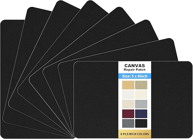 KING MOUNTAIN Canvas Repair Patch 5×8 Inch 8 Pcs Self-Adhesive Waterproof by ForABetterHomeLife
