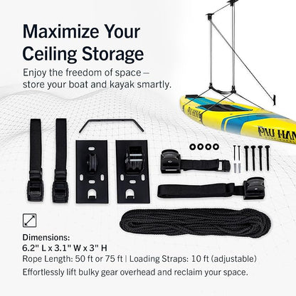 StoreYourBoard Kayak and Canoe Ceiling Hoist – Overhead Garage Storage Rack - Image 2