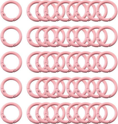 Carabiner Clip 48Pcs Pink Metal Key Ring Clip Circle Keychain Rings Bulk Spring by KJMLDIY