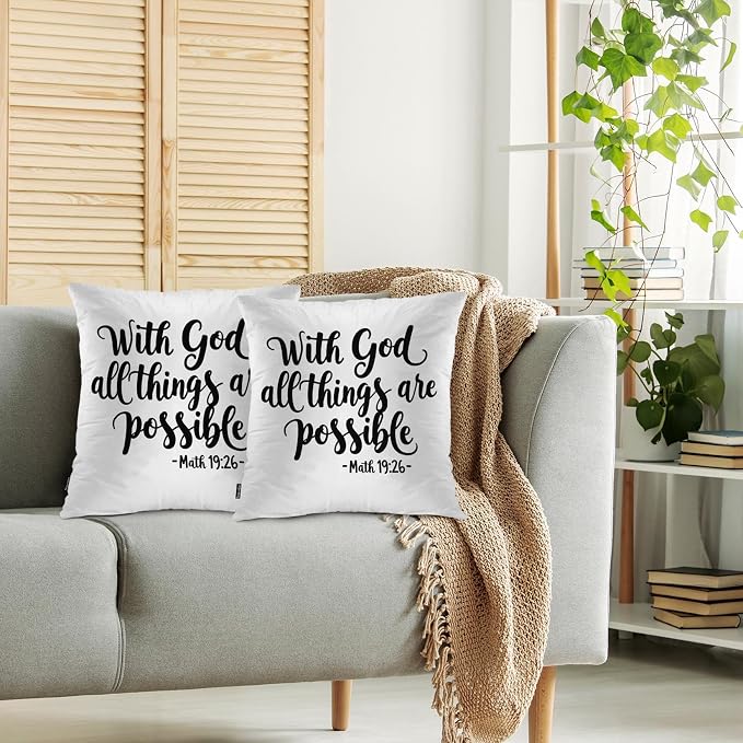 Swono Home Decorative Throw Pillow Covers Bible Quote, Hope - Image 2