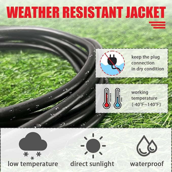 EP 2 Pack 15FT Black Outdoor Extension Cord, 16/3 SJTW Heavy Duty Waterproof - Image 3
