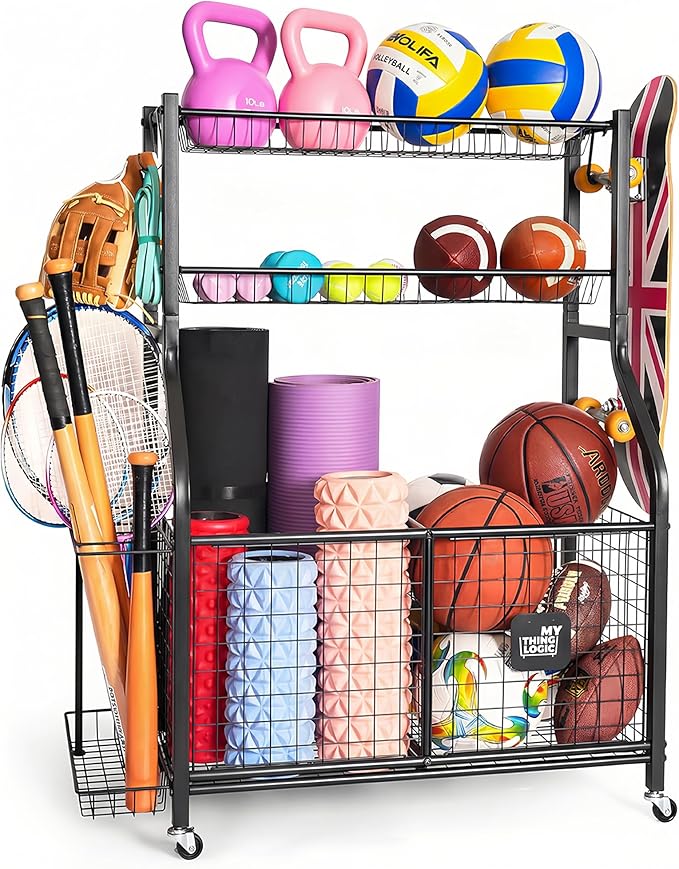 Mythinglogic Sports Equipment Garage Organizer, Garage Ball Storage by Mythinglogic
