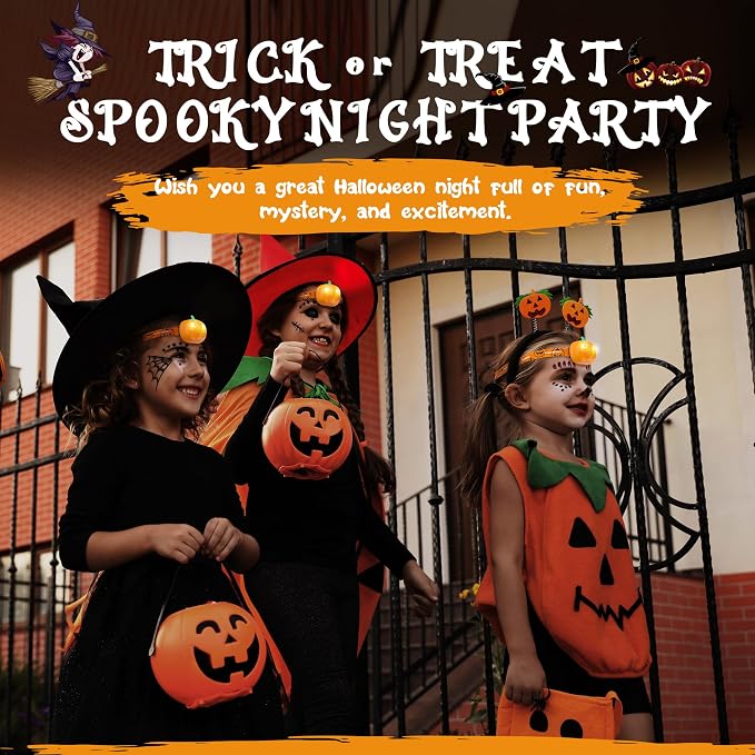 EverBrite Halloween Pumpkin Headlamp 5 Pack, 2 Modes LED Head Lamp Adjustable - Image 2