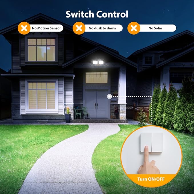 Onforu 3200LM Flood Lights Outdoor, 32W 6500K LED Security Light Switch - Image 4