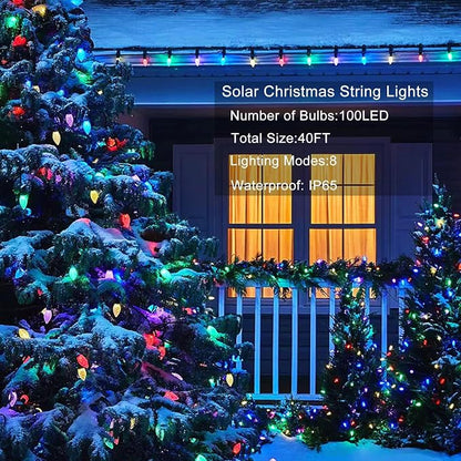 Solar String Strawberry Lights Outdoor 100 LED 40Ft Multi-Color Christmas Fairy - Image 2