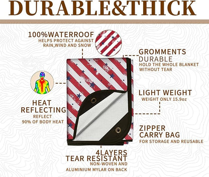 Heavy Duty Survival Blanket -Multifunctional Reflective Tarp Thermal Blanket - Image 3