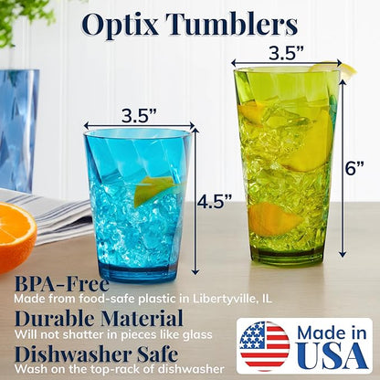 US Acrylic Optix Plastic Reusable Drinking Glasses 14oz Rocks & 20oz Water Cups - Image 2