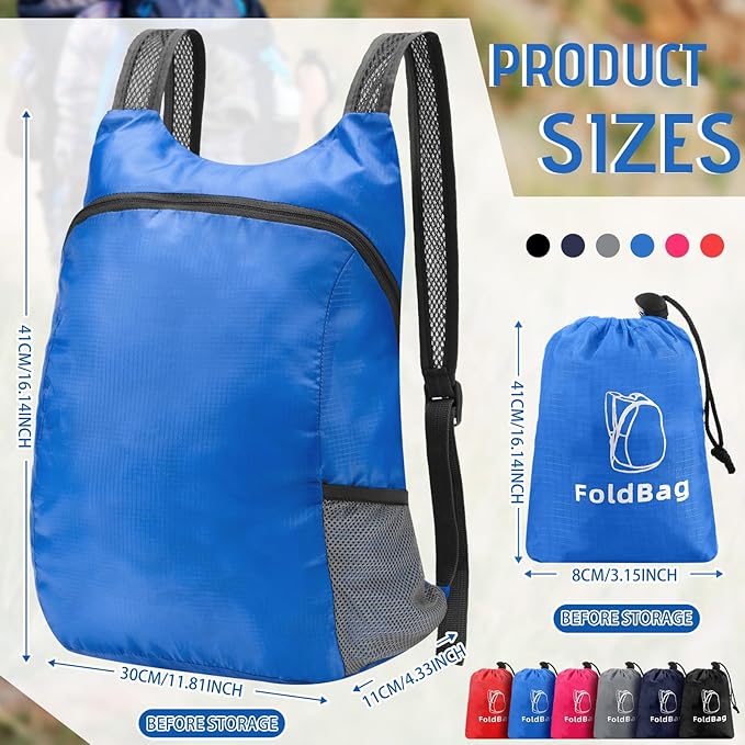 6 Pack Lightweight Packable Backpack 20L Hiking Daypacks Water Resistant - Image 2
