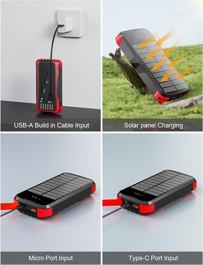 MINRISE Solar Charger Power Bank, 40000mAh Portable Charger PD 20W Fast - Image 4