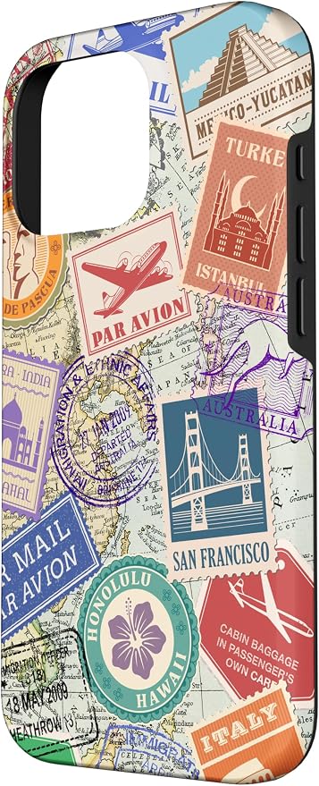 World Map Travel Passport Stamps Postage Stamp Case - Image 2