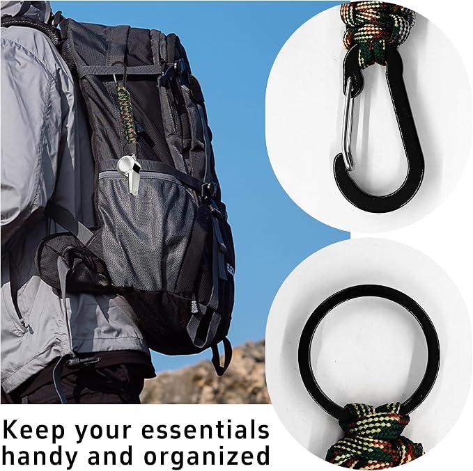 3PCS Paracord Keychain with Carabiner Clip, Braided Rope Key Chain Lanyard - Image 3
