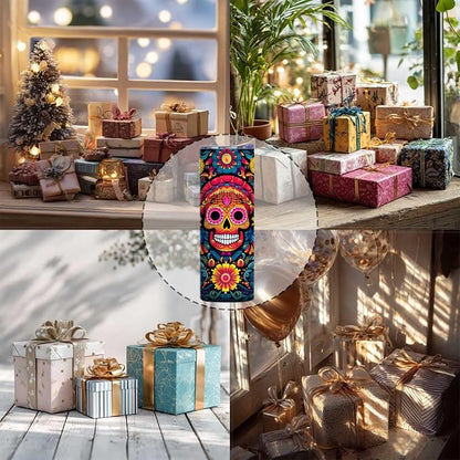 Firmiso 20 oz Tumbler｜Skinny Insulated Travel Mug｜Sugar Skull Floral Stainless - Image 7
