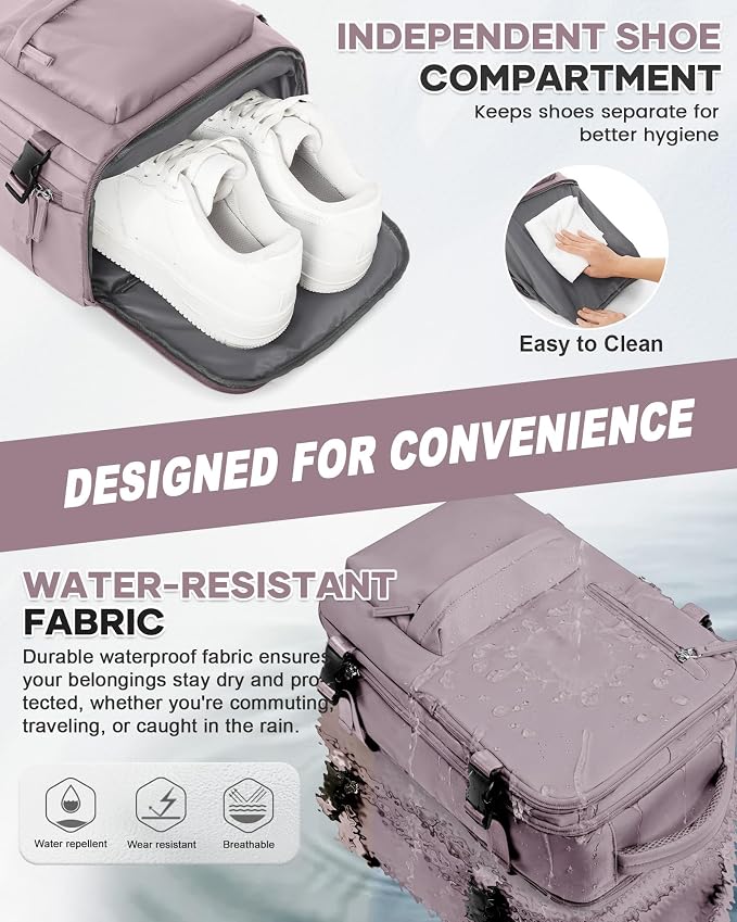 WONHOX Large Travel Backpack Carry on Flight Approved Laptop Work Business - Image 3