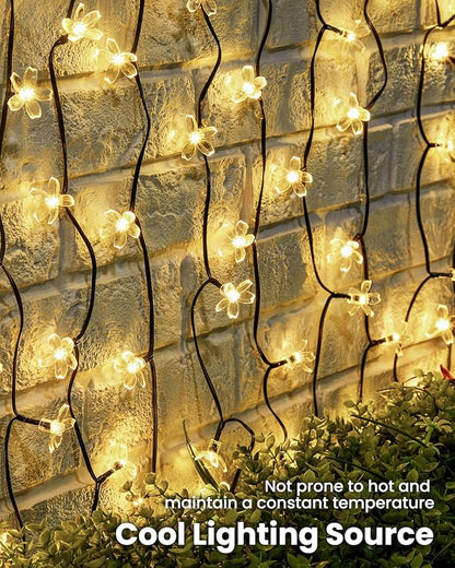 Brightown 2 Pack Total 52FT 120 LED Solar String Lights Flower Outdoor - Image 7