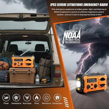 Hand Crank Emergency Radio, 10000mAh Weather Radio - Image 3