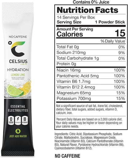 CELSIUS Hydration™ Lemon Lime, Sugar Free Electrolyte Hydration Drink Mix - Image 3