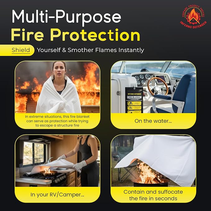 Emergency Fire Blanket For Home And Kitchen, Safe Touch Silicone Coated - Image 7