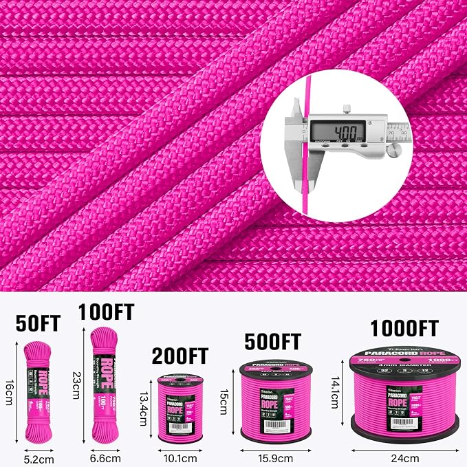 Paracord Rope 750 lb - 500ft 5/32" Parachute Cord 4MM 12-Strand para Cord - - Image 5