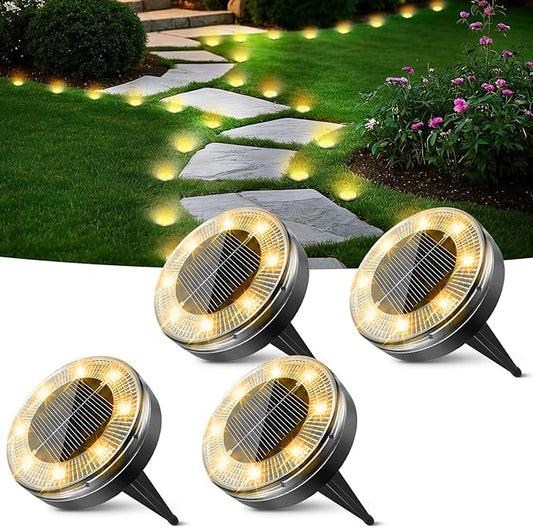 Peasur Mini Solar Ground Lights, 4 Pack Flat Solar Disc Lights Outdoor by Peasur