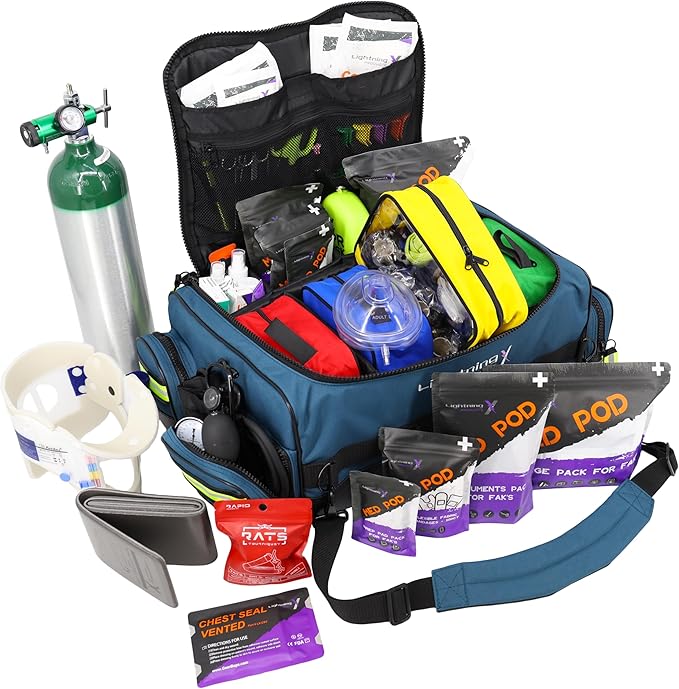 Lightning X Fully Stocked X-Tuff Modular Oxygen Trauma Bag w/Removable by LightningXProducts